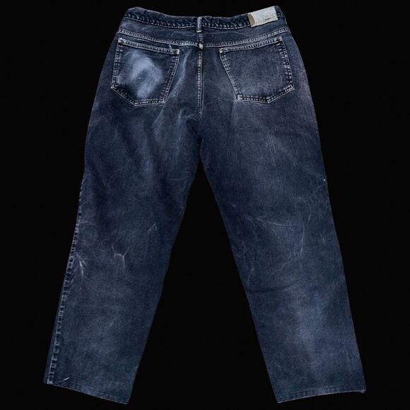 Vintage 90s Marithe Francois Girbaud Baggy Black Denim Men Jeans Size 35x26 - Picture 3 of 7